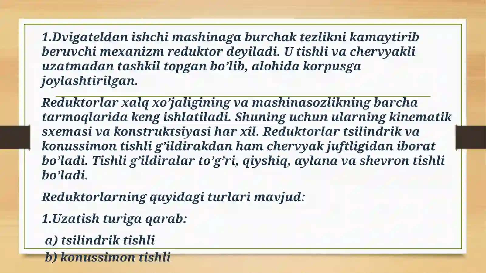 Reduktor detallarining konstruktiv o‘lchamlarinianiqlash 3