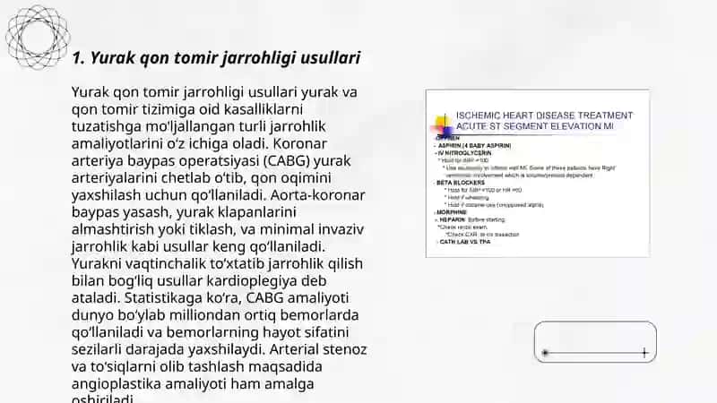 Yurak ishemik kasalliklarini operativ davolashning zamonaviy usullari 3