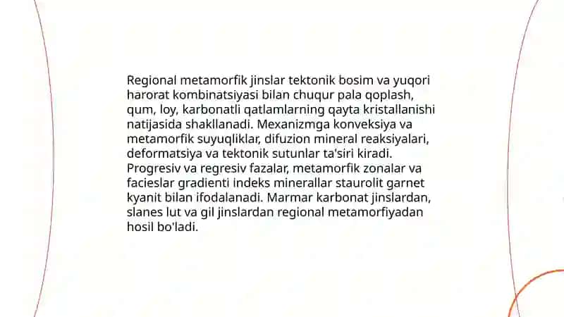 Regional metamorfik jinslar.Marmar va slanes 3