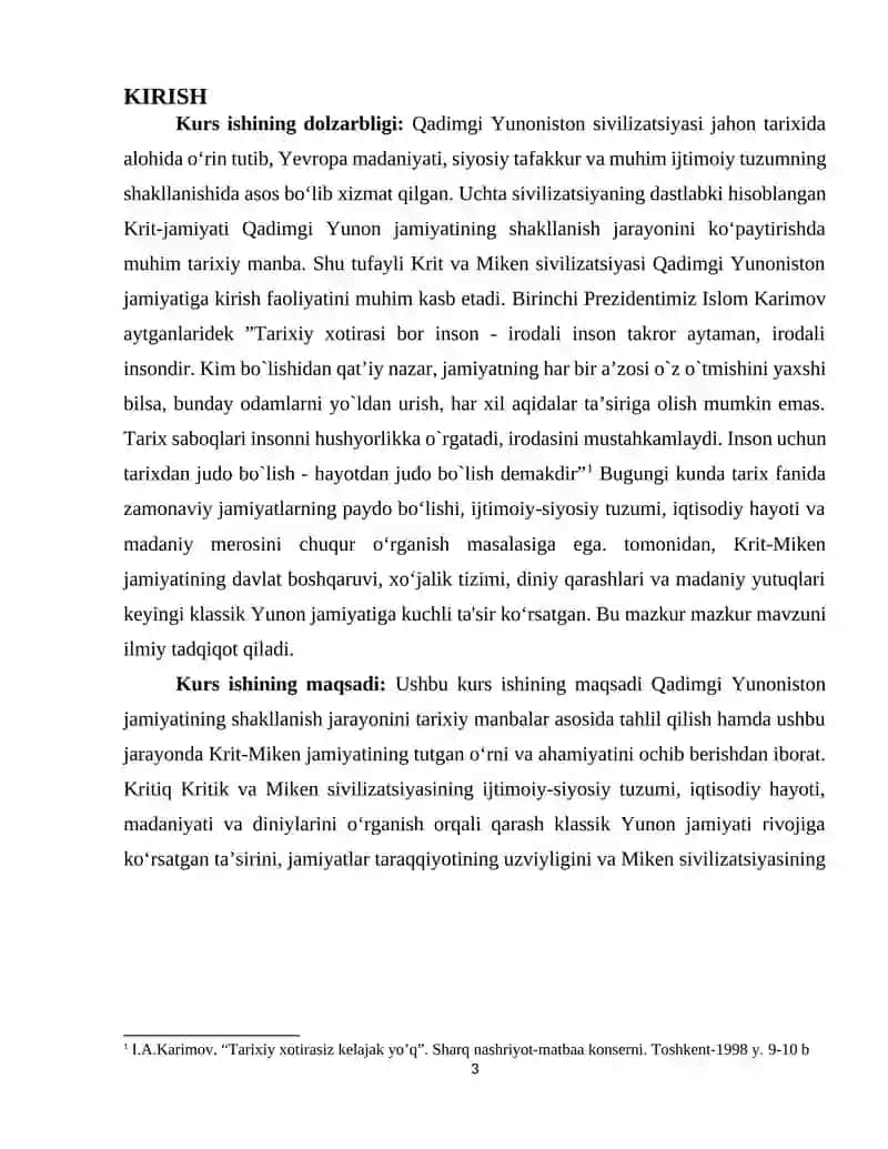 Qadimgi Yunoniston tarixiga kirish va Krit-Miken jamiyati 3