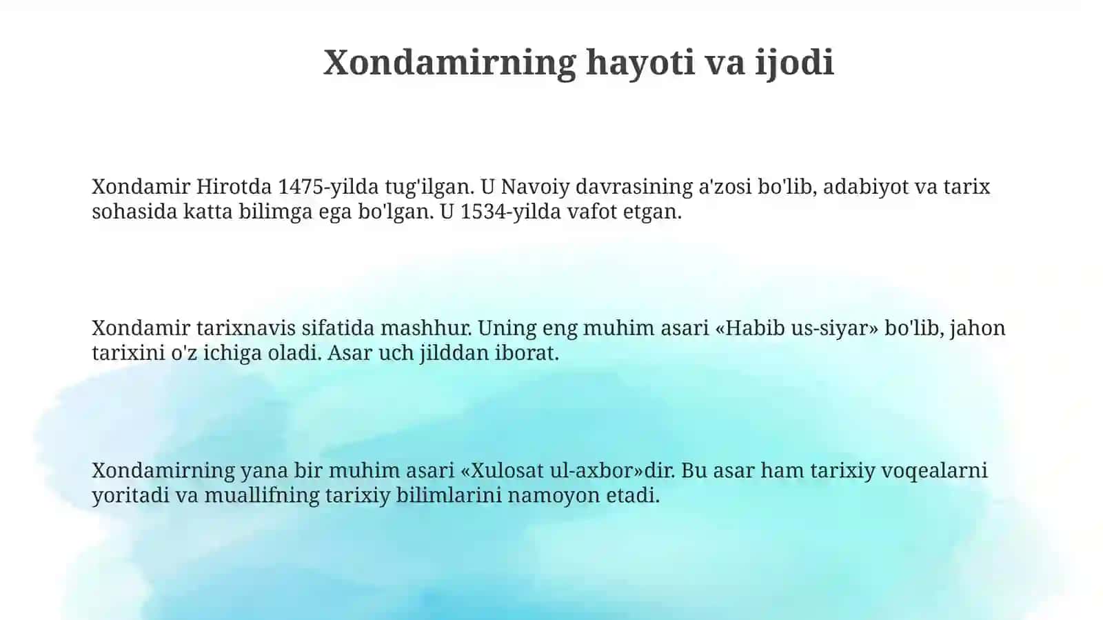 Xondamirning"Makorimulaxloq"asaridagimaqsadlar 3
