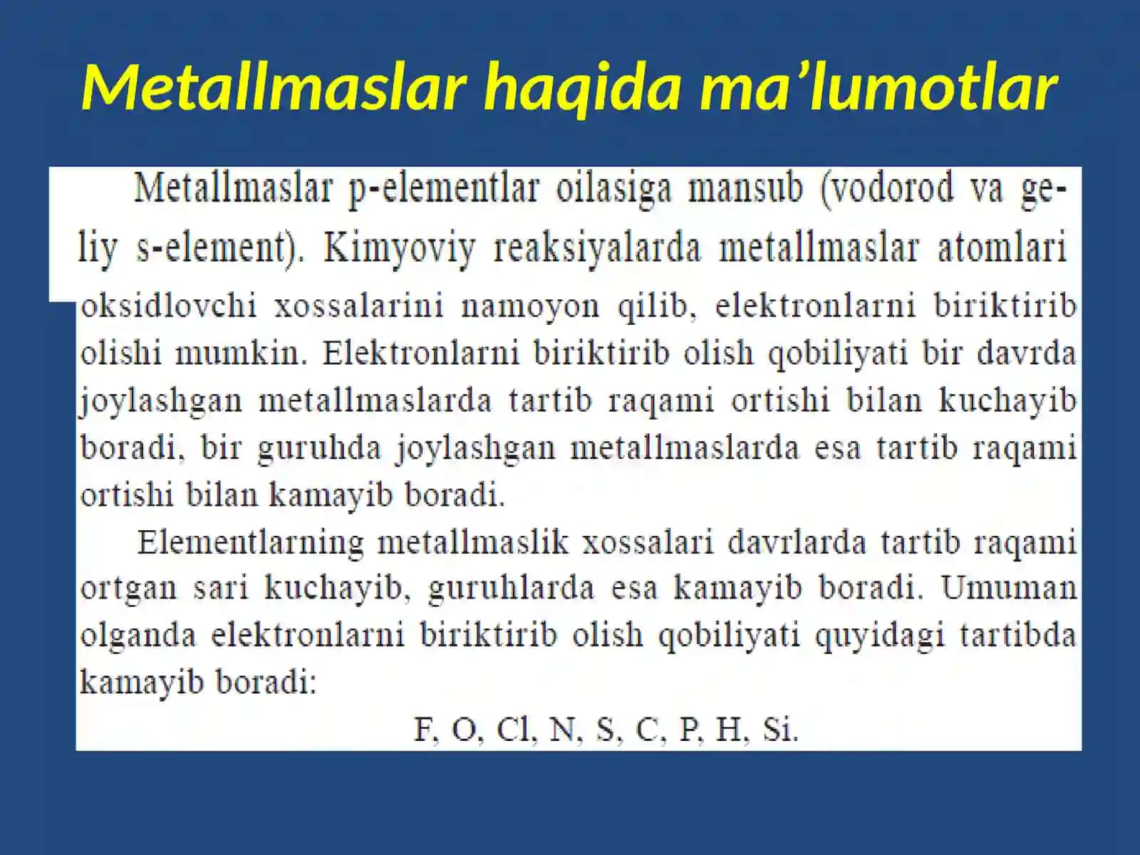 Metallmaslar va ularning o’ziga xos xususiyatlari 3