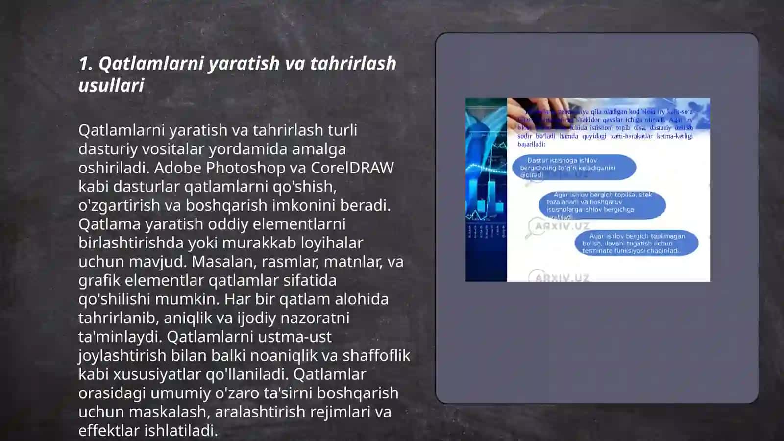 Qatlamlar, kanallar, grafik formatlar bilan ishlash 3