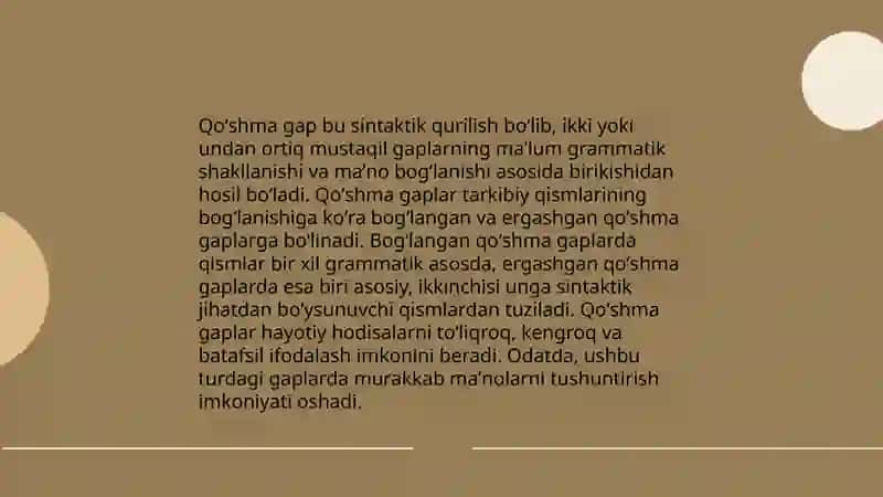 Qoʻshma gap va uning oʻziga xos xususiyatlari yuzasidan nazariy qarashlar 3