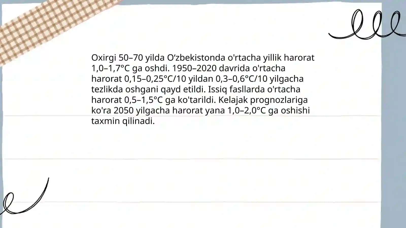 Oʻzbekistonda global iqlim oʻzgarishi va uning oqibatlari 3
