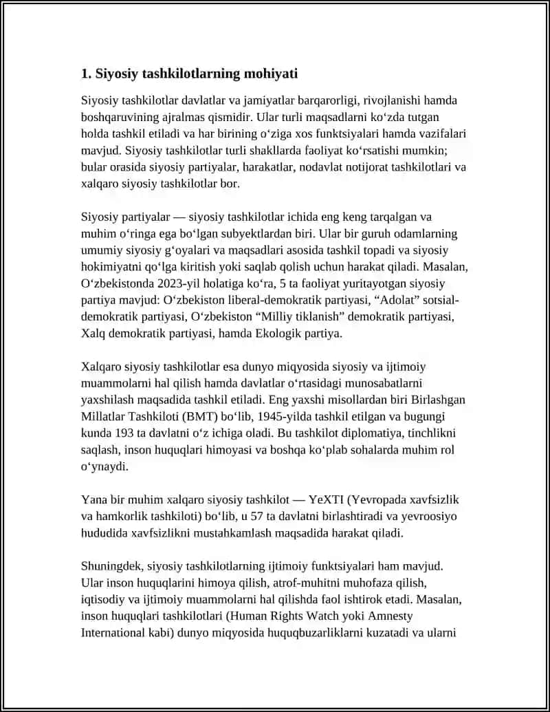 SIYOSIY TASHKILOT TUSHUNCHASI VA UNING XUSUSIYATLARI 3