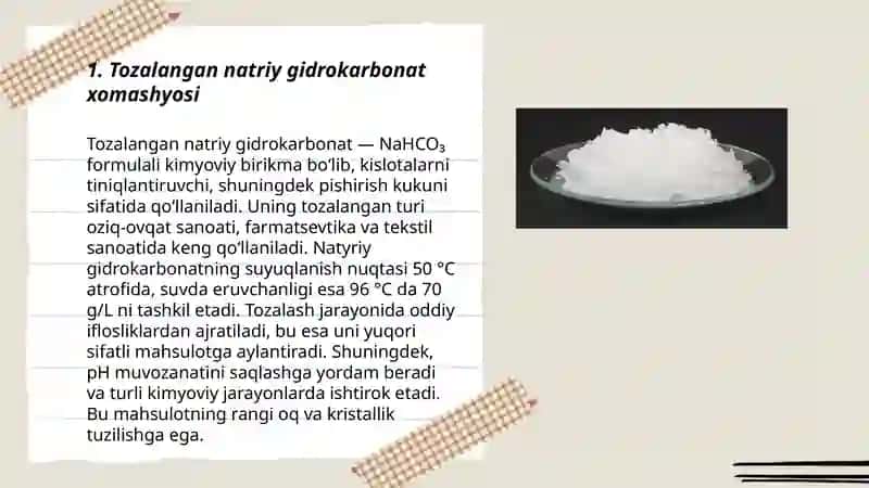 Tozalangan natriy gidro karbonat ishlab chiqarish 3