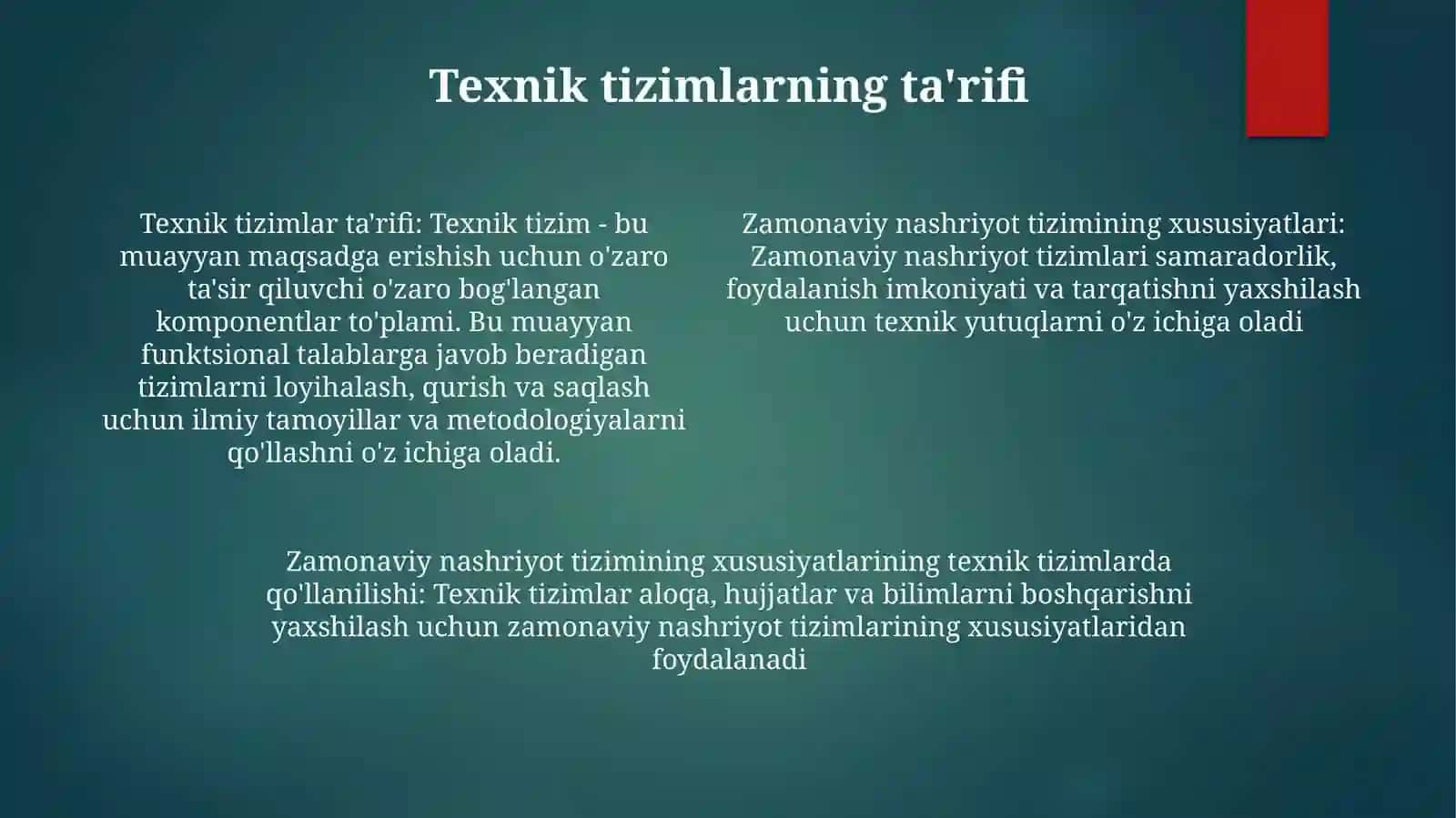 Zamonaviy Nashriyot Tizimining Xususiyatlarini TexnikTizimlardaQollash 3