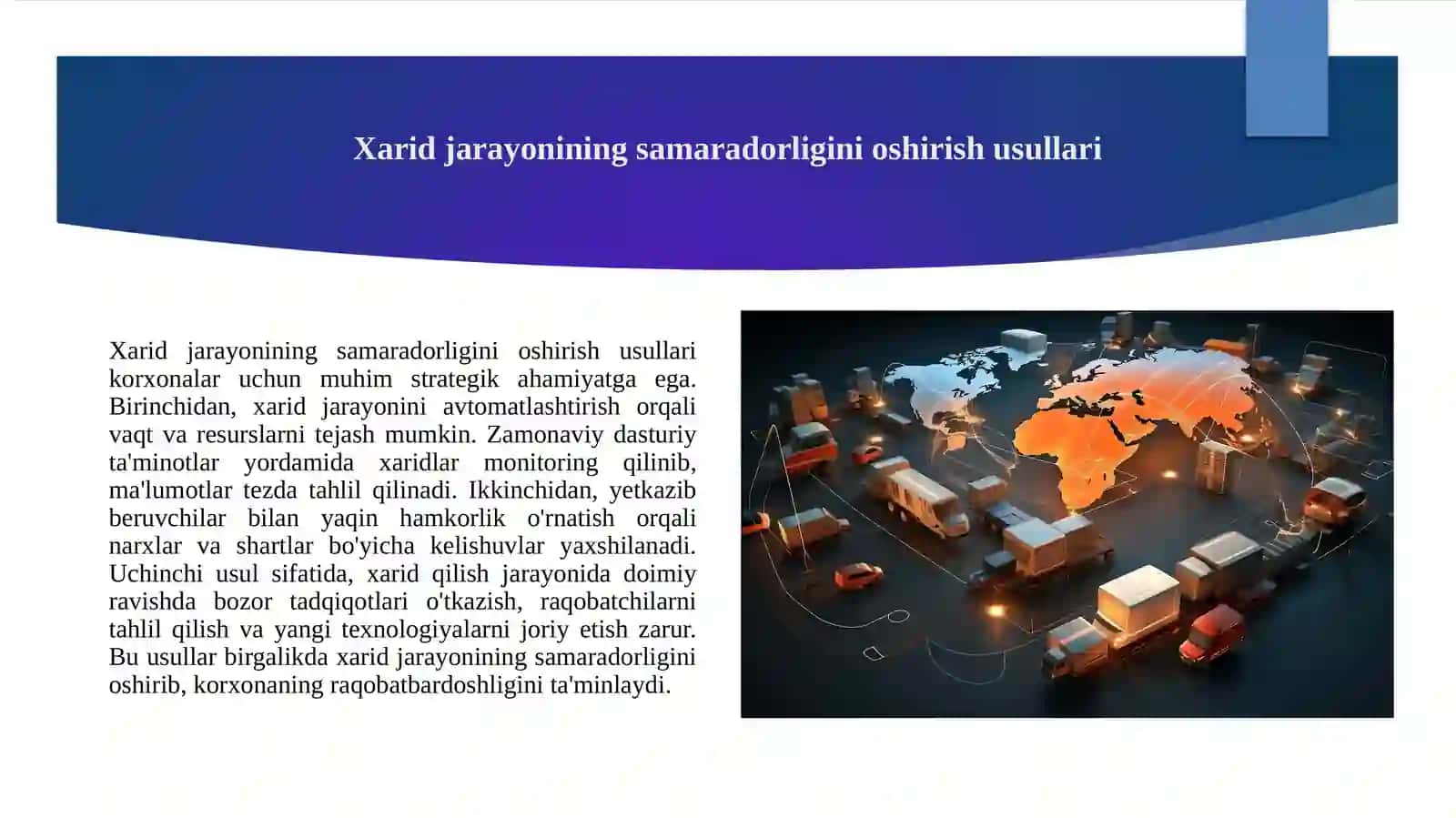 Korxonlarda xarid logistikasining strategik ahamiyati 3