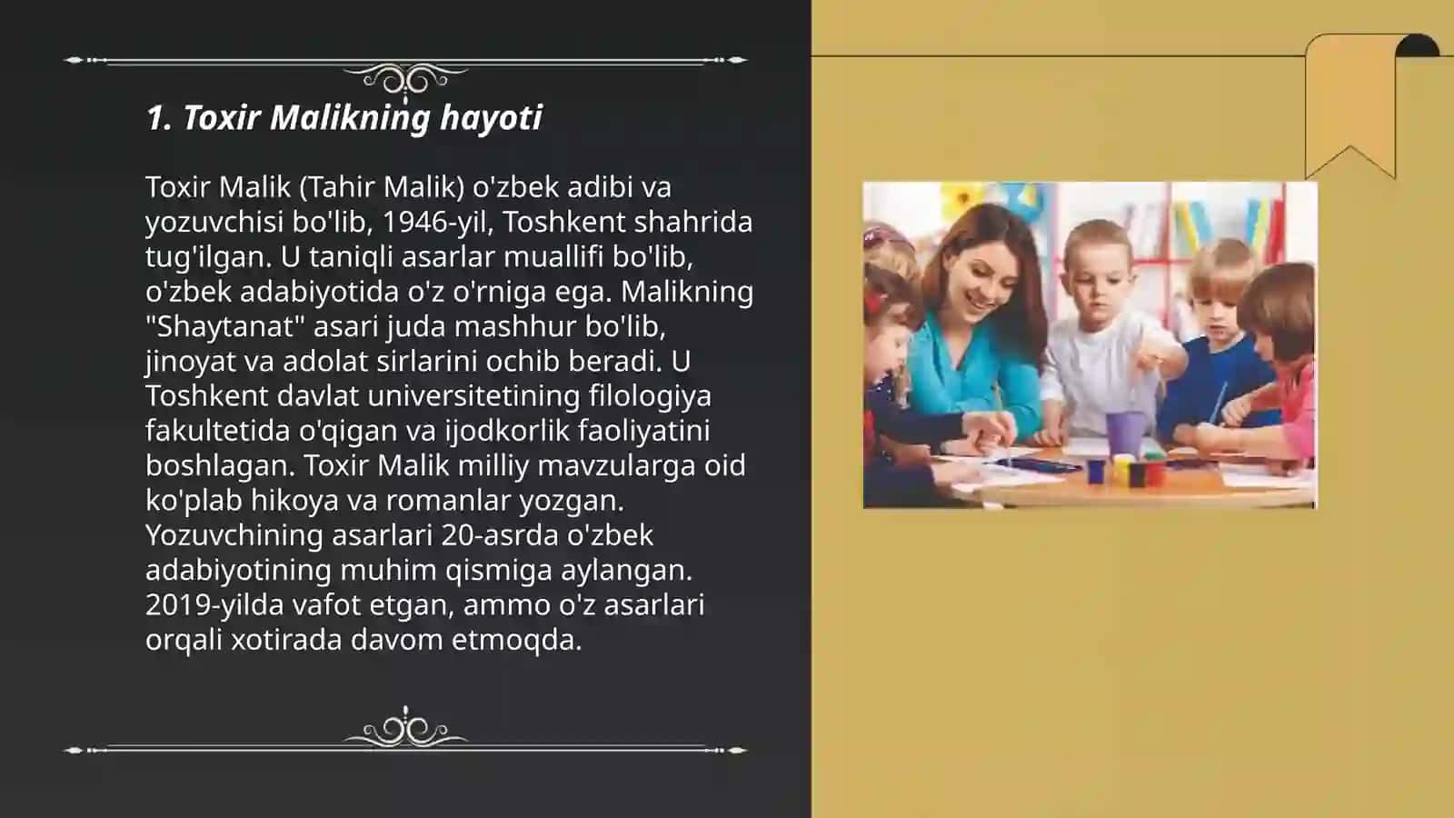 Toxir Malik asarlari haqida 3