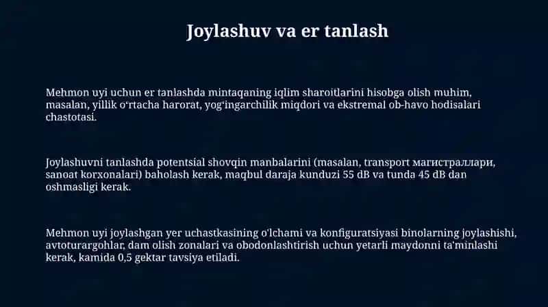 Mehmonxona tashkil etishda infratuzilma 3