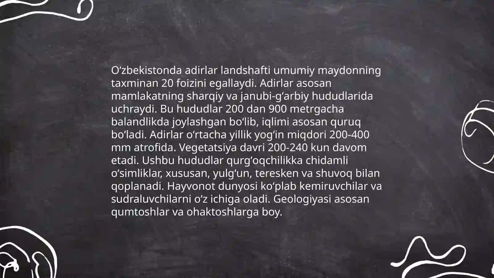 Ozbekistonda adir, cho'l,tog', yaylov yoki to'qay landshaftlar 3