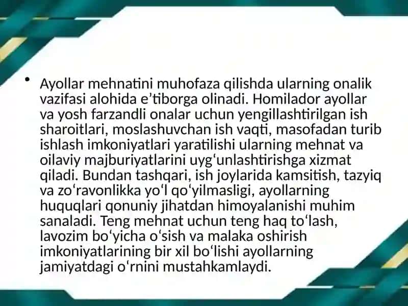 AYOLLAR VA YOSHLAR MEHNATINI MUHOFAZA QILISH 3