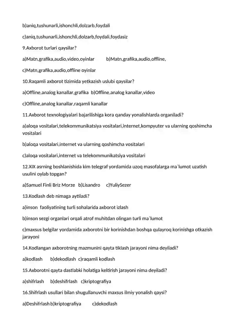 INFORMATIKA FANDAN NAZORAT ISHLARI DAFTARI 3