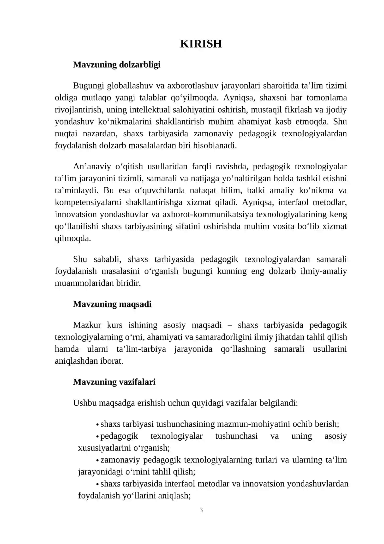 SHAXS TARBIYASIDA PEDAGOGIK TEXNOLOGIYALARDAN FOYDALANISH 3