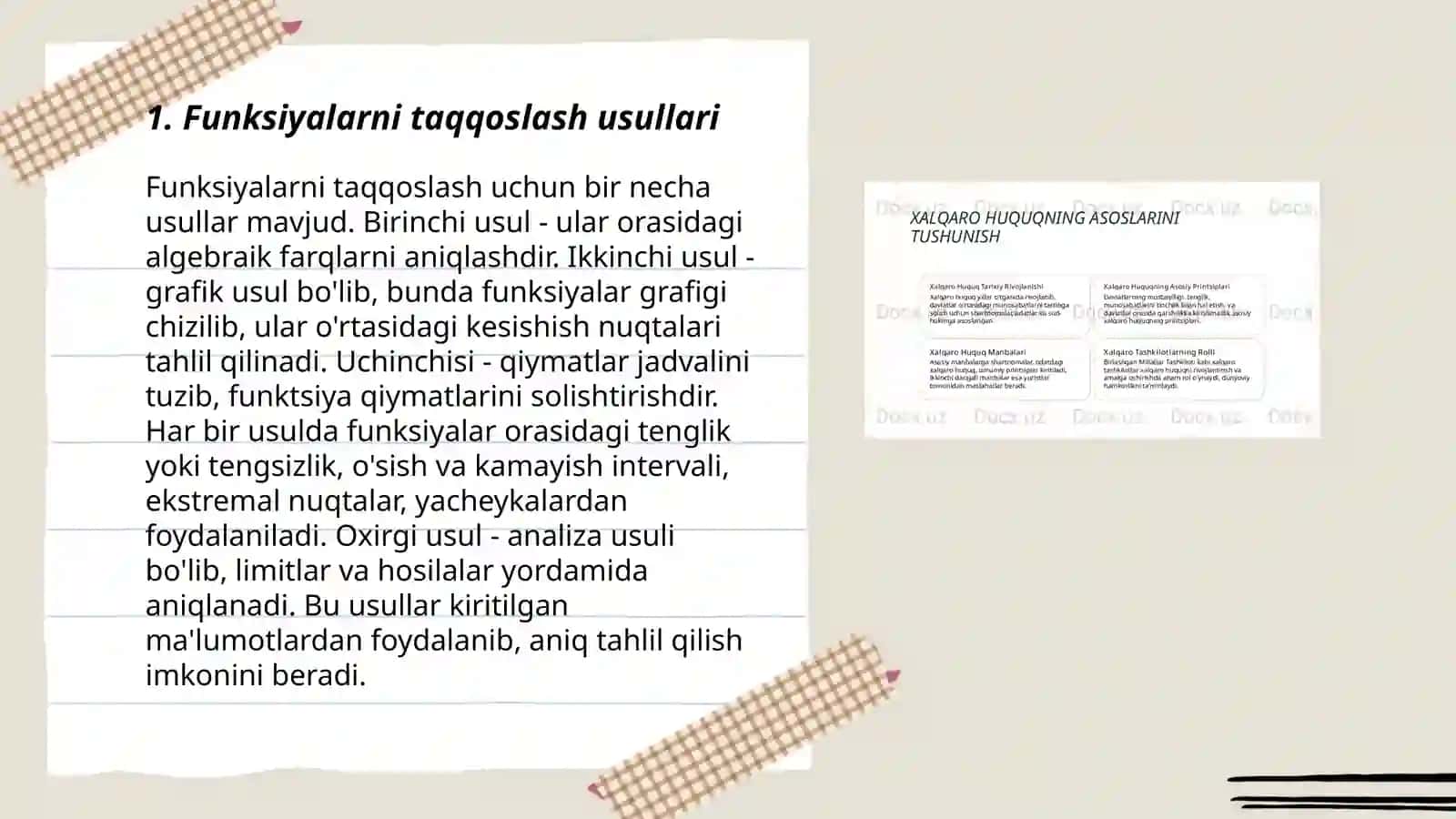 Funksiyalarni taqqaslash 3