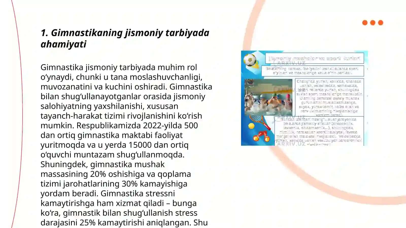 Gimnastikaning jismoniy tarbiya tizimidagi oʻrni 3