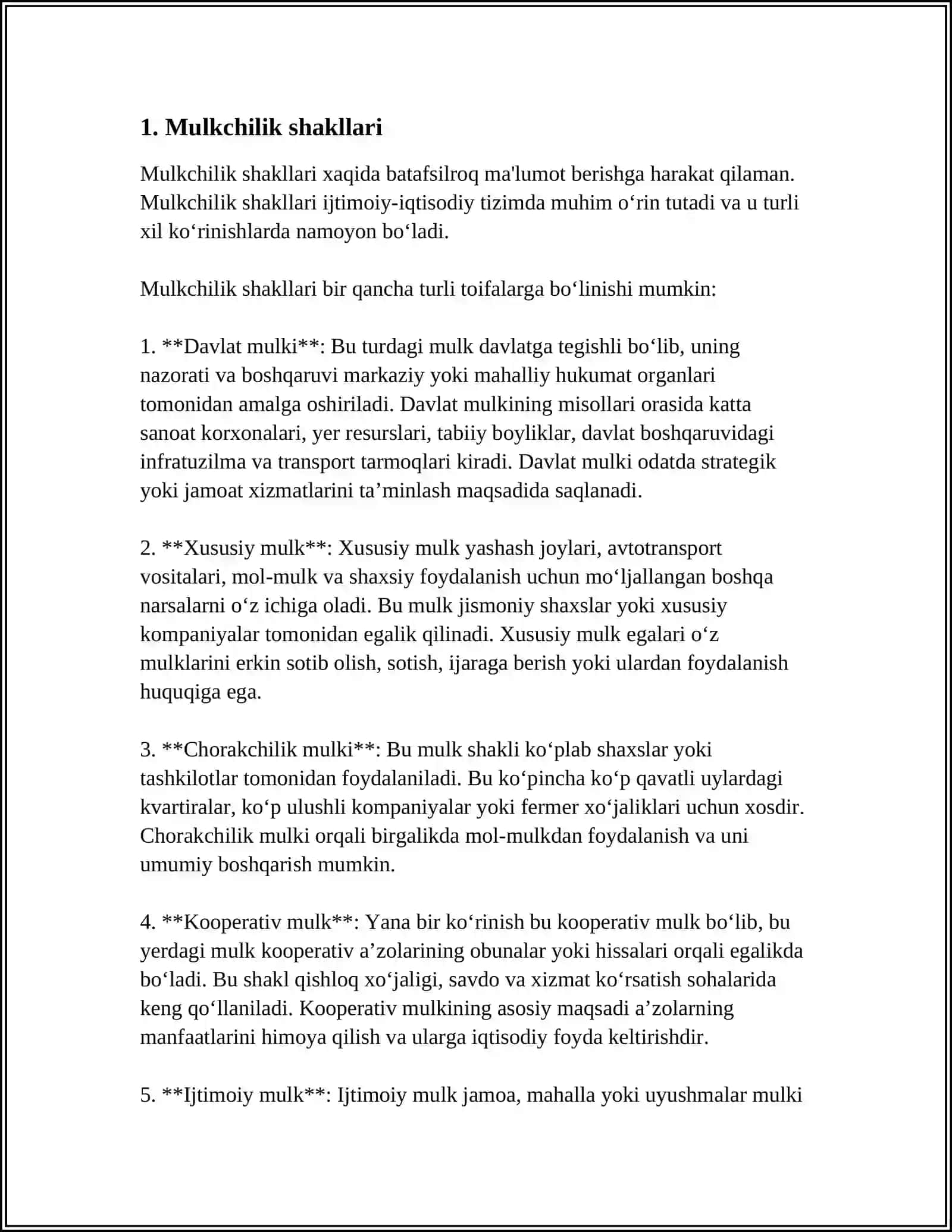 MULKCHILIK MUNOSABATLARI VA IQTISODIY MAZMUNI 3
