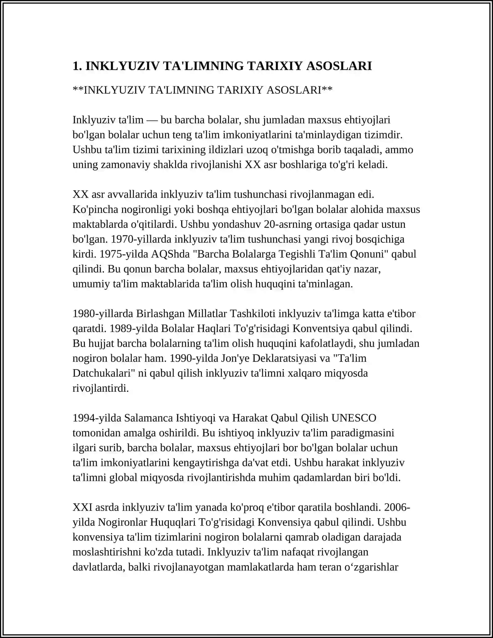 INKLYUZIV TA'LIMNING TARIXIY ASOSLARI 3