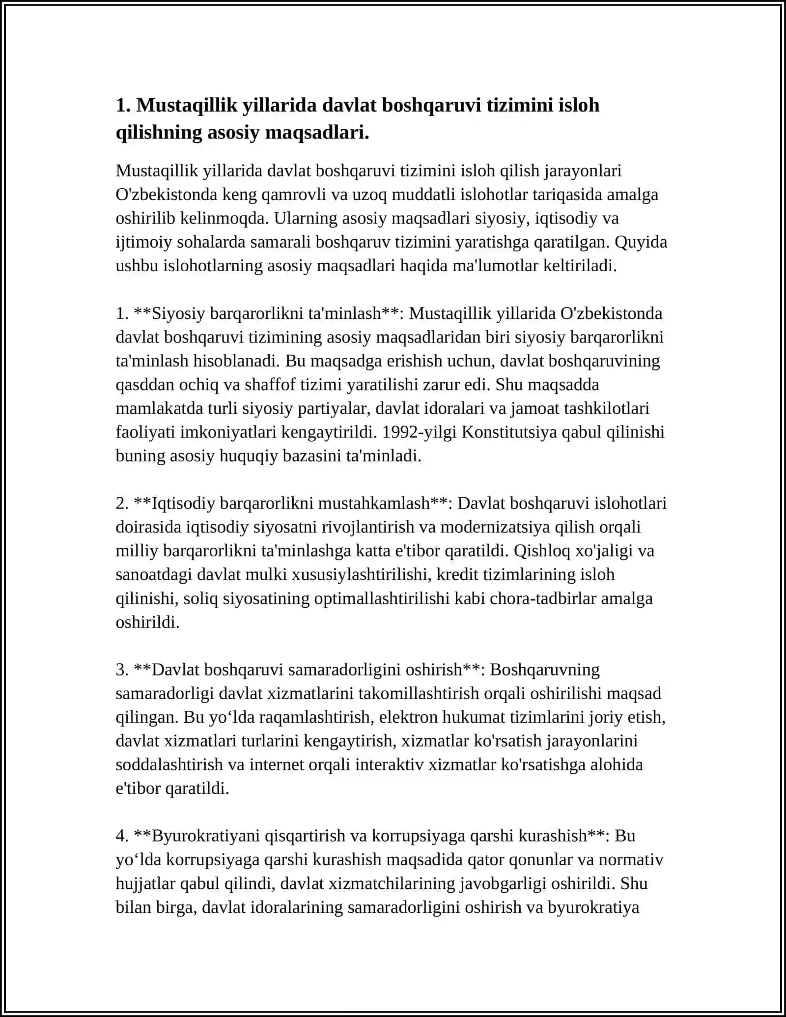 MUSTAQILLIK YILLARIDA DAVLAT BOSHQARUVI TIZIMIDA AMALGA OSHIRILGAN ISLOHOTLAR 3