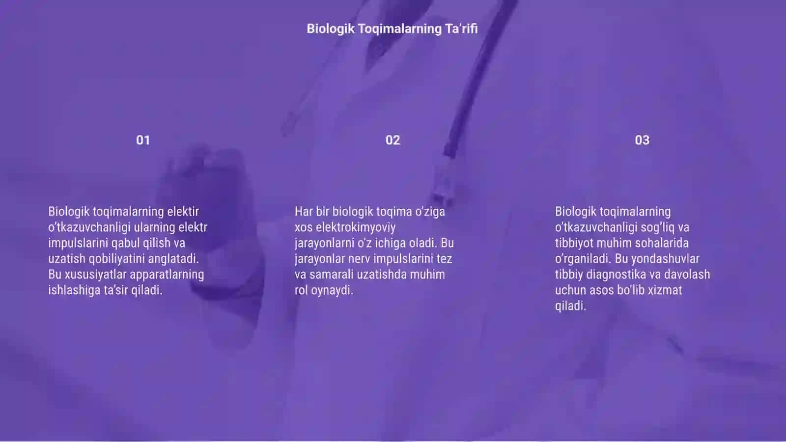Biologik toqimalarning elektir o’tkazuvchanligi 3