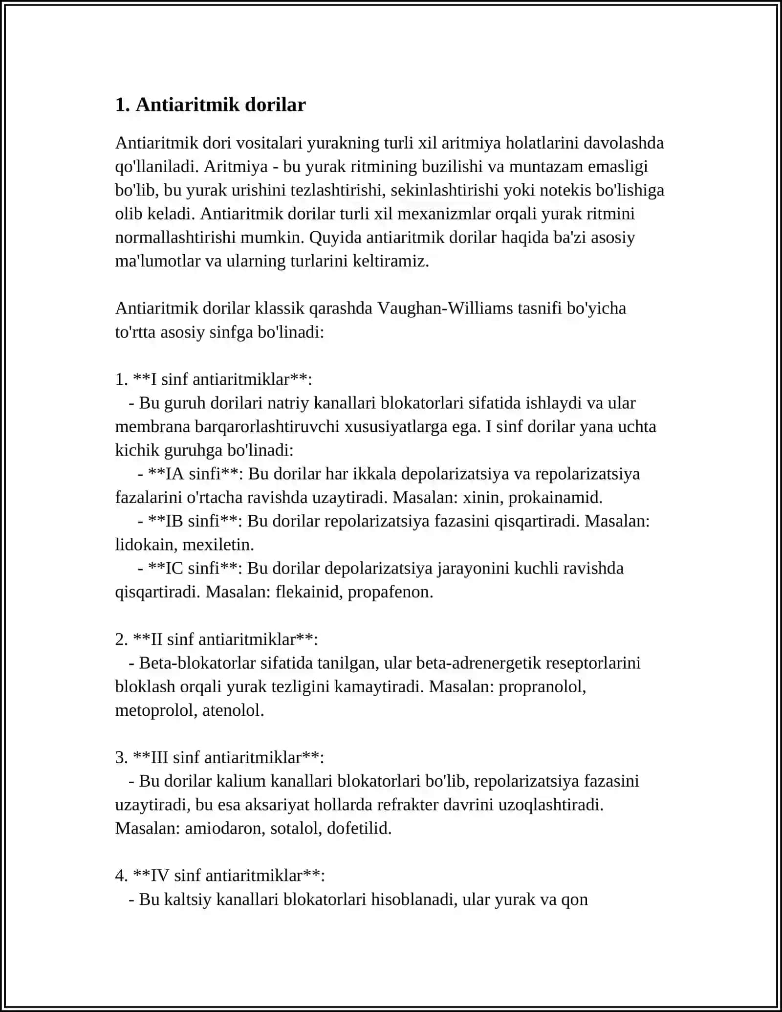 ARITMIYAGA QARSHI QÒLLANILADIGAN PREPARATLAR 3