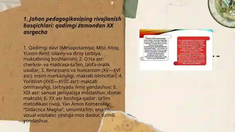 Jahon pedagogika fanining rivojlanish tarixi bayoni 3