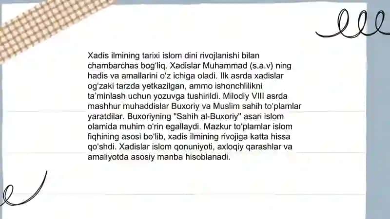 Xadis ilmi va uning tarbiyaviy ahamiyati 3