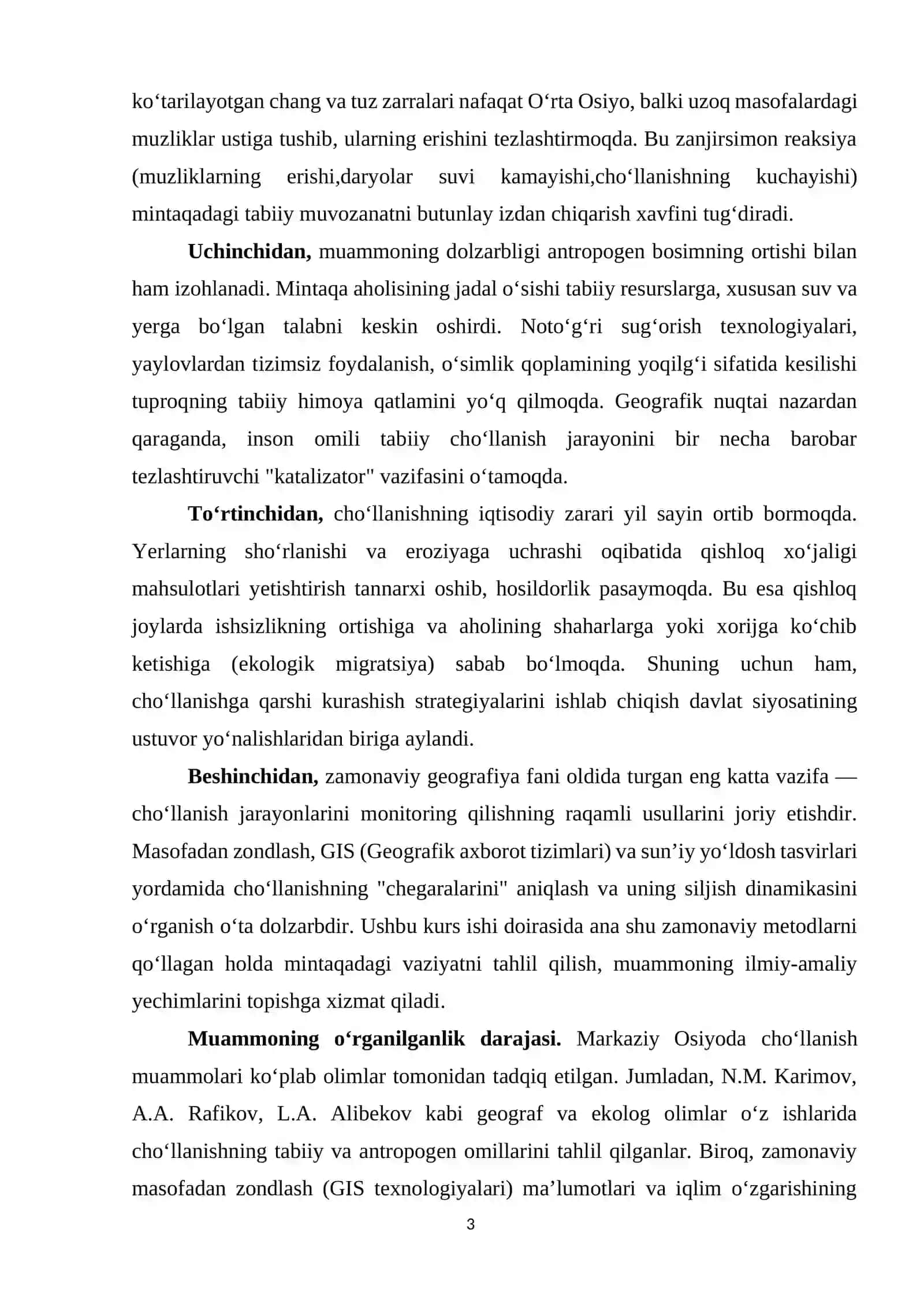 Cho‘llanish jarayonlarining dinamikasi, uning geografik qonuniyatlari 3