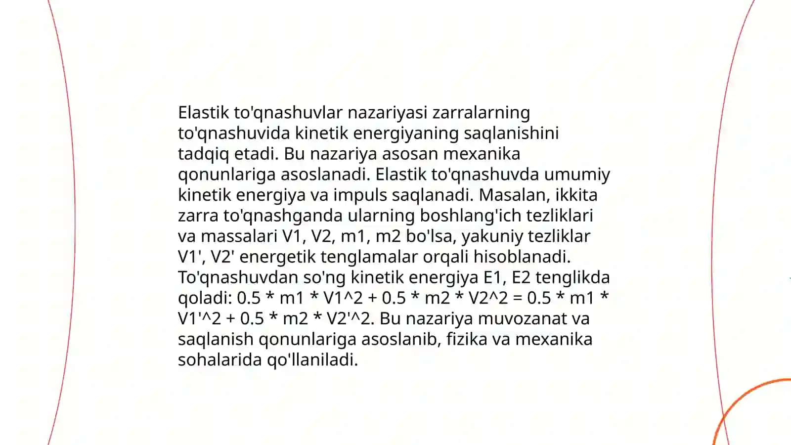 Elastik va noelastik to'qnashuvlar 3
