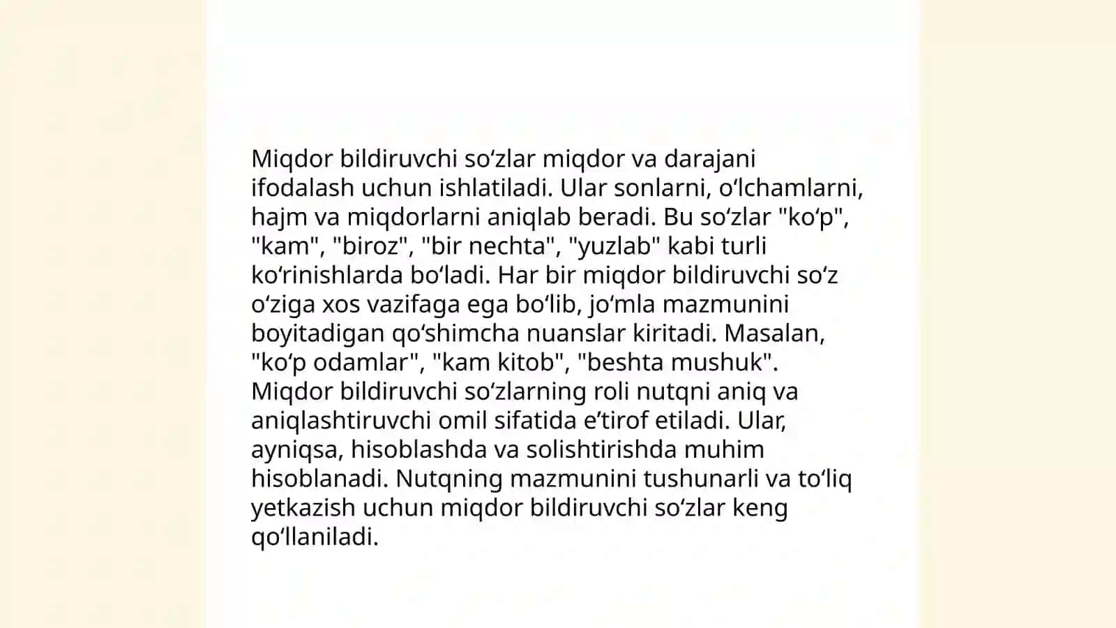Miqdor bildiruvchi so‘zlаr, numerаtiv (hisob) so‘zlаri, bir sonining uslubiy xususiyatlari 3