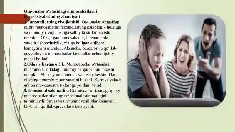 Ota –onalarvabolalarmunosabatlaridagibuzilishlarnikorreksiyalash 3