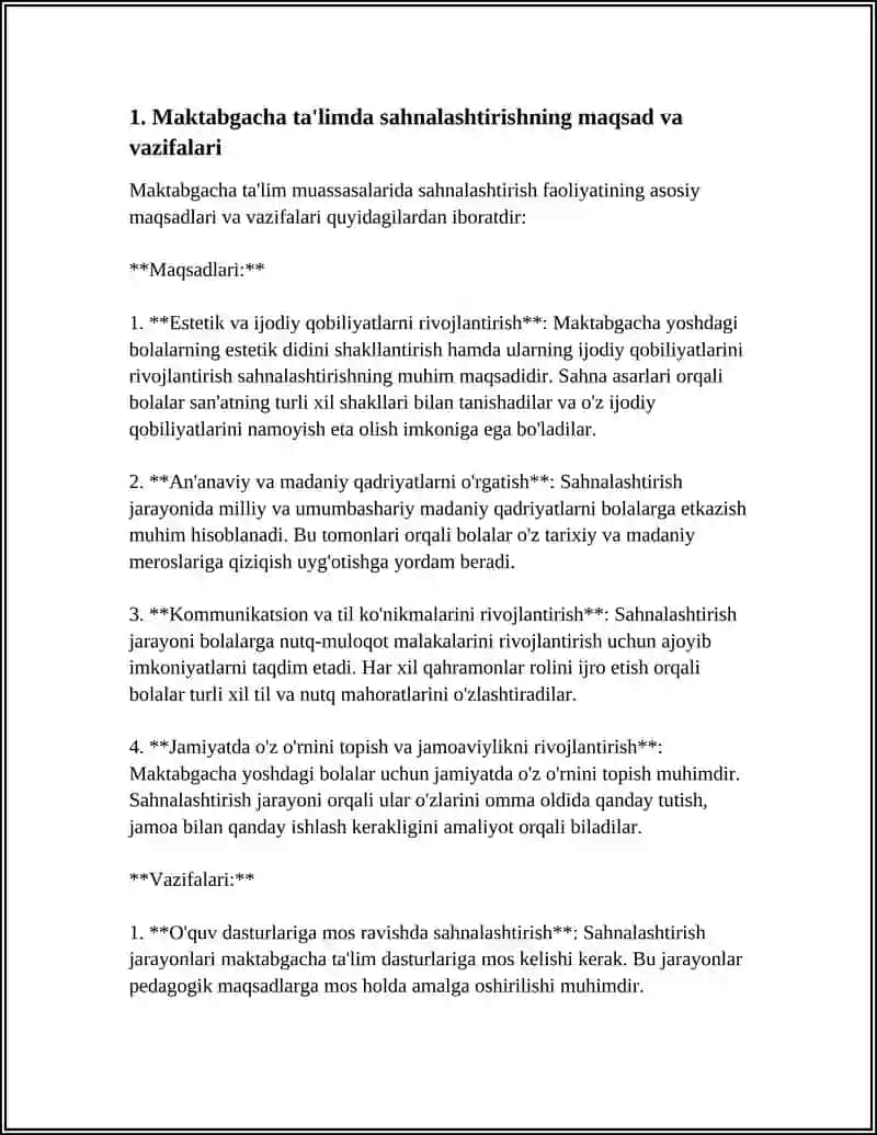 MAKTABGACHA TALIM TASHKILOTIDA SAHNALASHTIRISH FAOLIYATNI TASHKIL QILISH 3