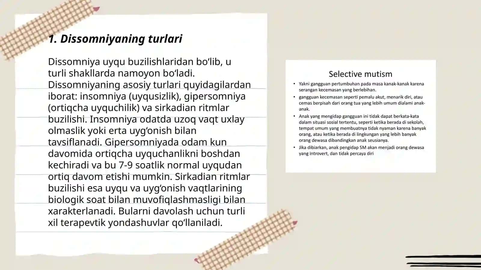 Dissomniyalar haqida 3