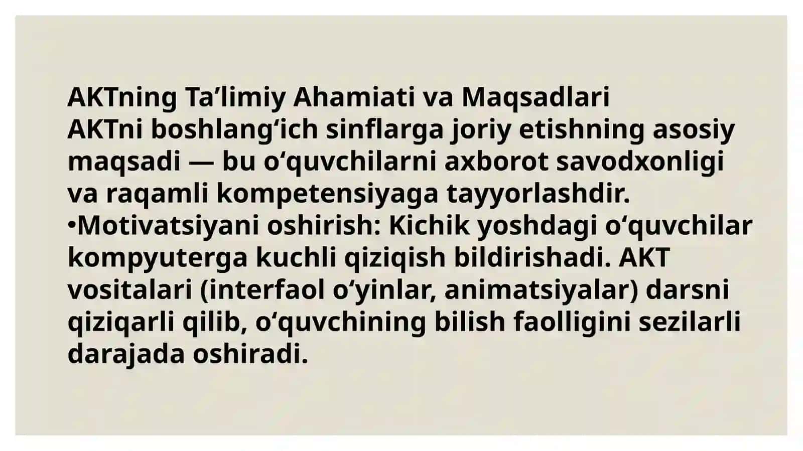 Boshlang’ich sinflarda AKT 3