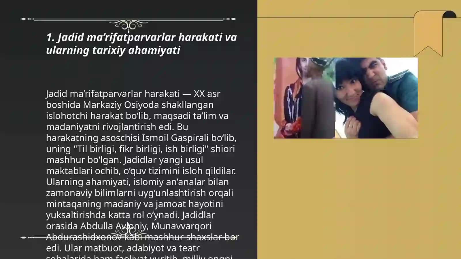 Jadid ma’rifatparvarlarning o’lka ijtimoiy-ma’naviy hayotida tutgan o’rni Munavvar Qori, Fitrat, Behbudiy Avloniy va boshqalar 3