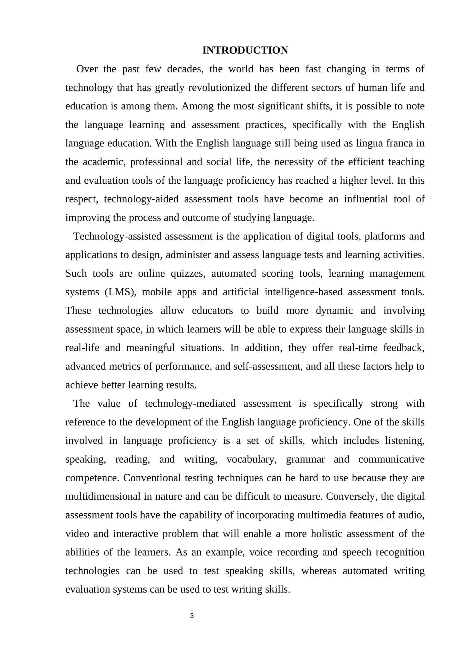 COURSE WORK: "THE IMPACT OF TECHNOLOGY-ASSISTED ASSESSMENT TOOLS ON ENGLISH LANGUAGE PROFICIENCY" 3
