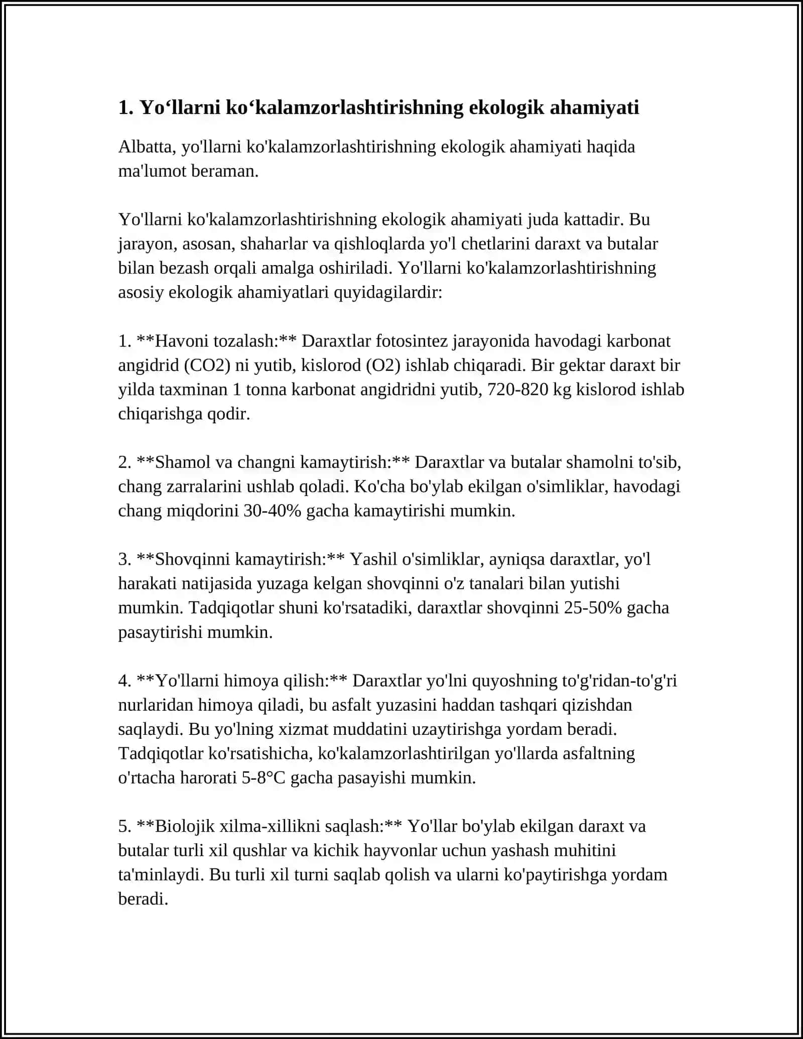 YO‘LLARNI KO‘KALAMZORLASHTIRISHNING MAQSADI VA VAZIFALARI 3