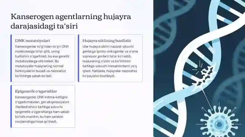 Kanserogen agentlar va ularning hujayralar bilan o‘zaro ta’siri. O‘sma immuniteti 3