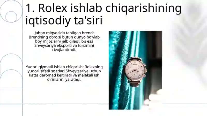 Rolex soat ishlab chiqaruvchi korxonasi haqida iqtisodiy taqdimot 3