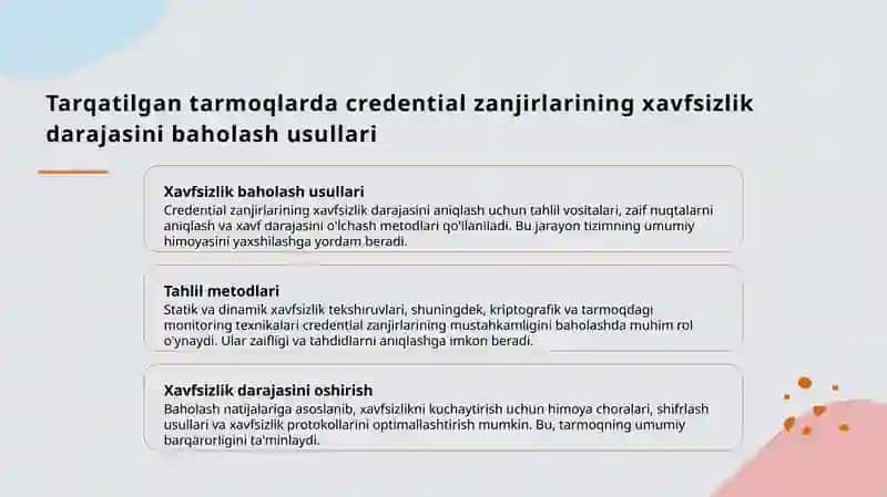Tarqatilgan tarmoqlarda credential zanjirlarini baholash va optimallashtirish usullari 3