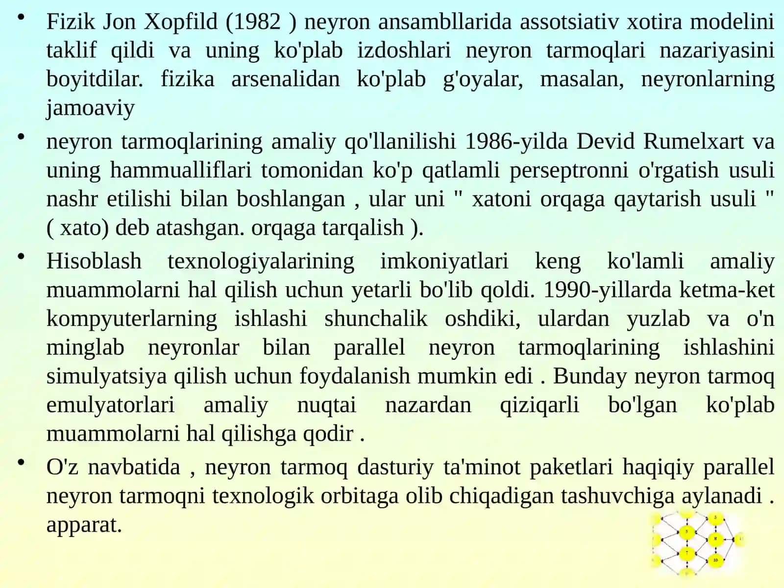 Neyron tarmoqlarining turlari vaularning ishlash tamoyillari 3