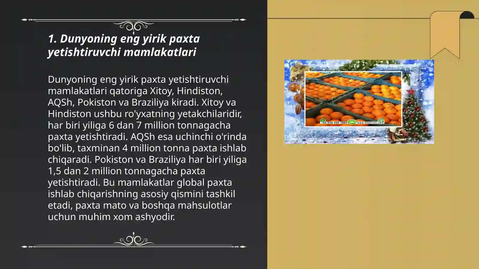 Dunyoning eng yirik paxta yetishtiruvchi mamlakatlari 3