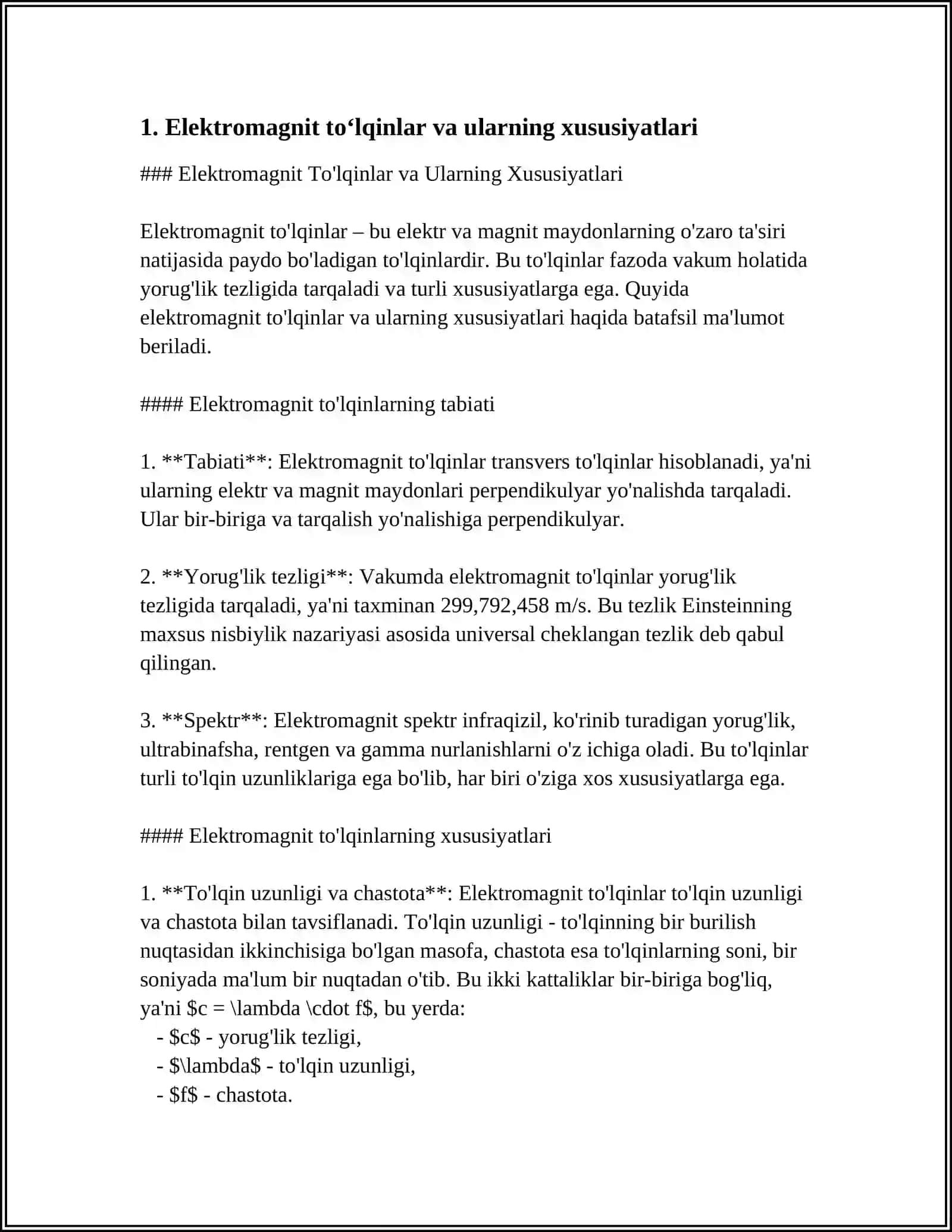 Elektromagnit To'lqinlar va Ularning Xususiyatlari 3