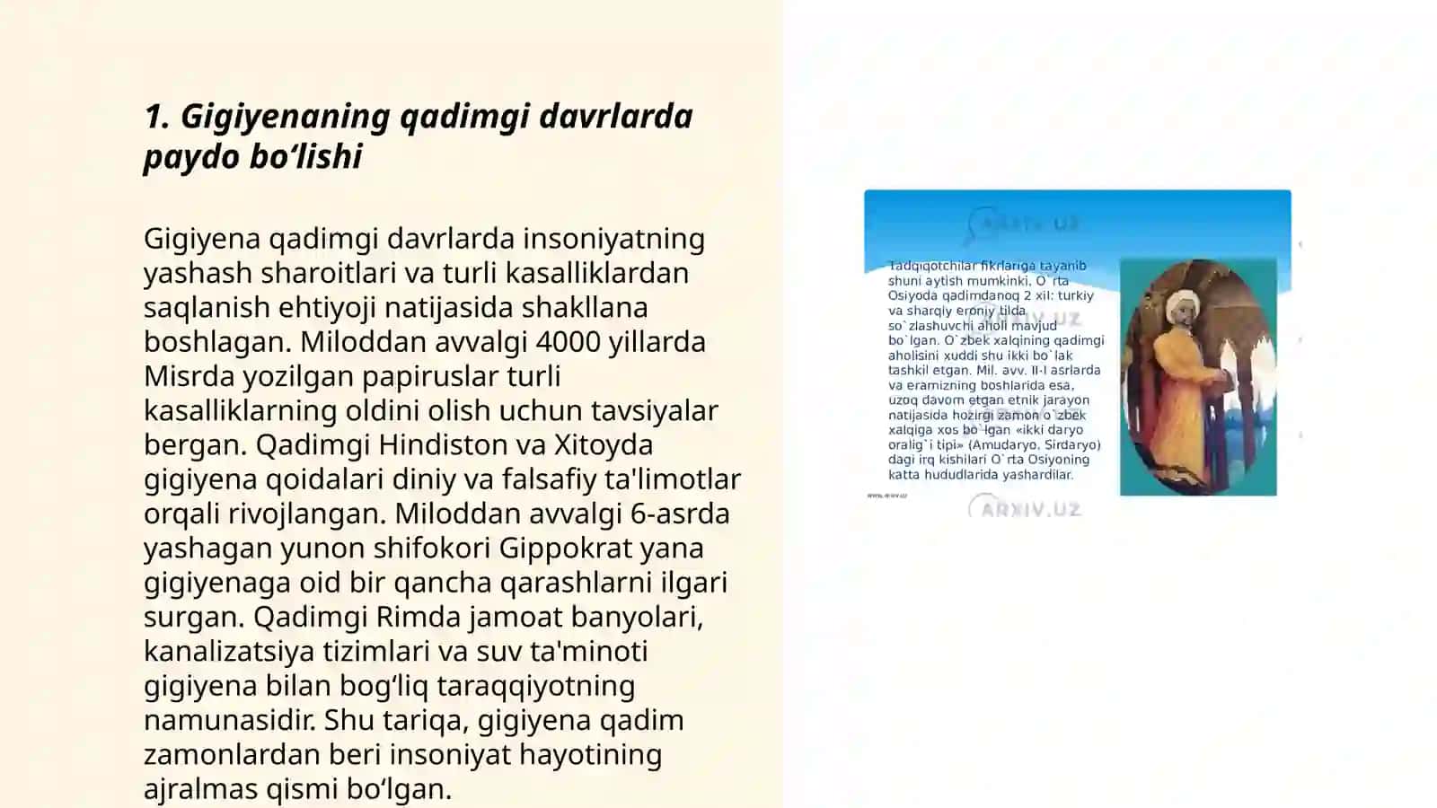 Gigiyenaning qadimgi davrda shakllanishi 19 20 asrlardagi taraqqiyoti 3