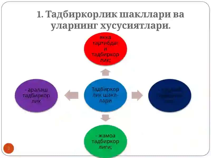 Кичик бизнес ва тадбиркорлик фаолиятининг турлари ва шакллари 3