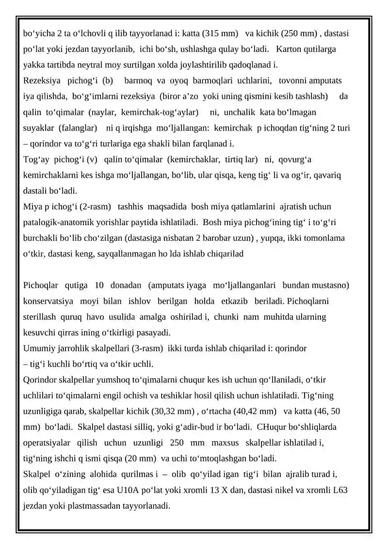 Tibbiyot asboblarini ishlatishda xizmat ko'rsatishda nazorat qilish xususiyatlari 3