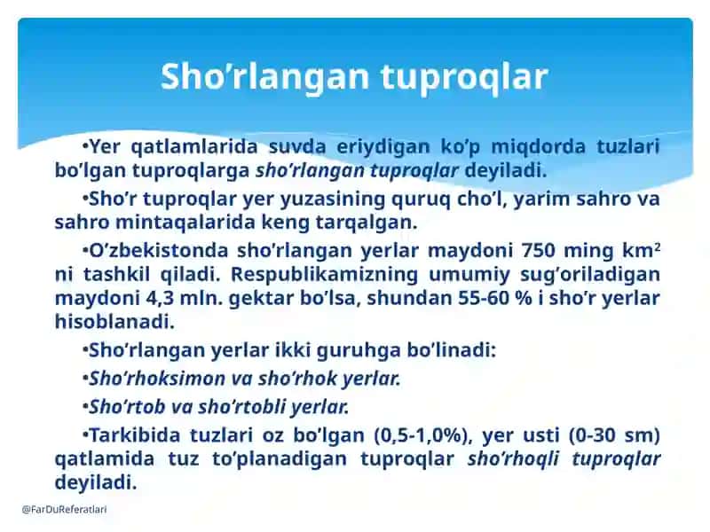 sho’r Tuproqlar 3