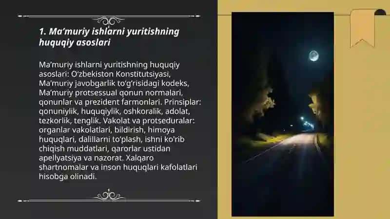 Mavzu: Maʼmuriy huquqbuzarlik toʼgʼrisidagi ish yuritishni taʼminlash choralari 3