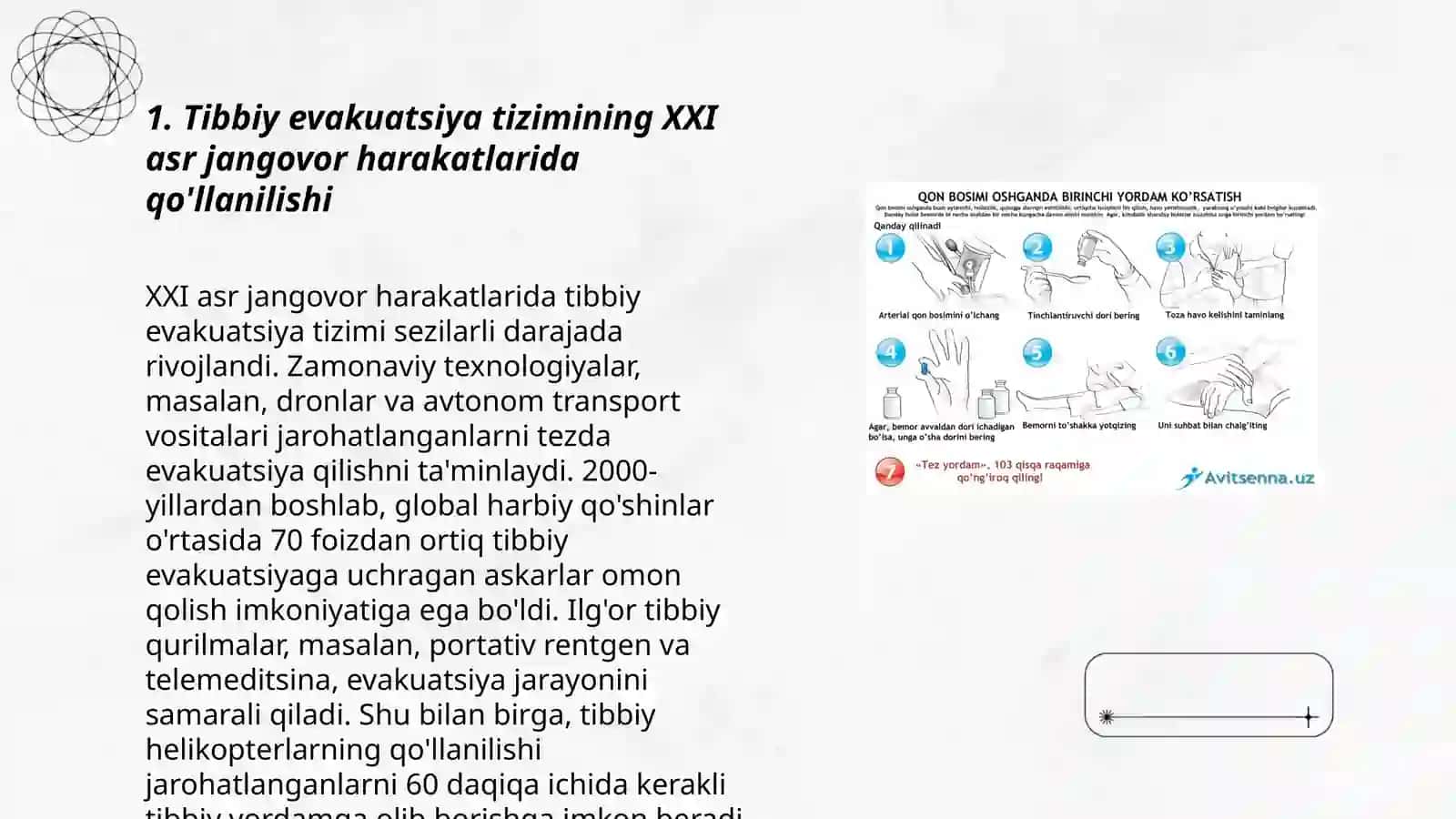 XXI asr jangovor harakatlarida qo’llaniladigan davolash-evakuatsiya tadbirlaring ilg’or tajribalari 3